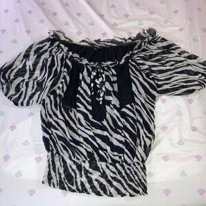 My Michelle Black and White Zebra Print Blouse